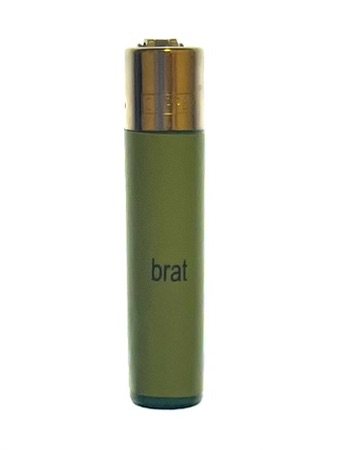 Olive green lighter printed with one word